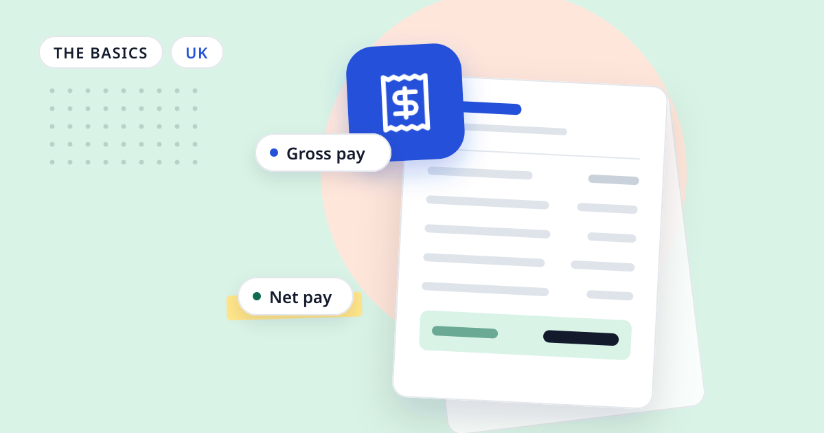 Illustration for “FreeAgent payroll: what it covers for directors and small teams”: an abstract sheet of paper with a receipt symbol