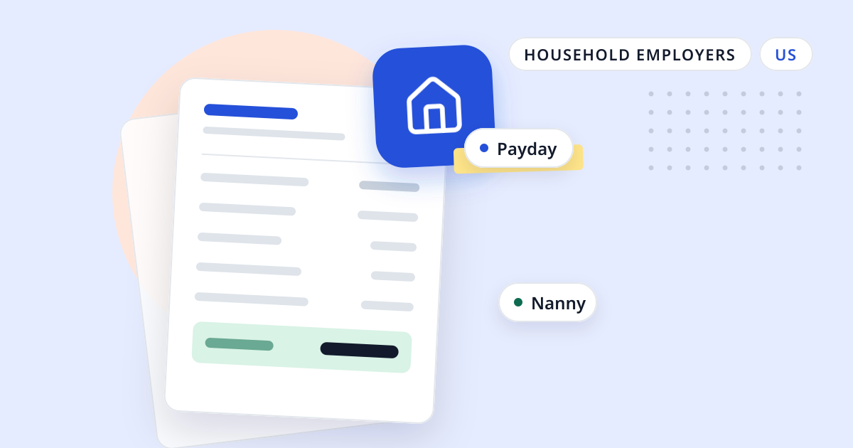 Illustration for “Who is a household employee? Nanny, babysitter, cleaner, caregiver”: an abstract sheet of paper with a house symbol