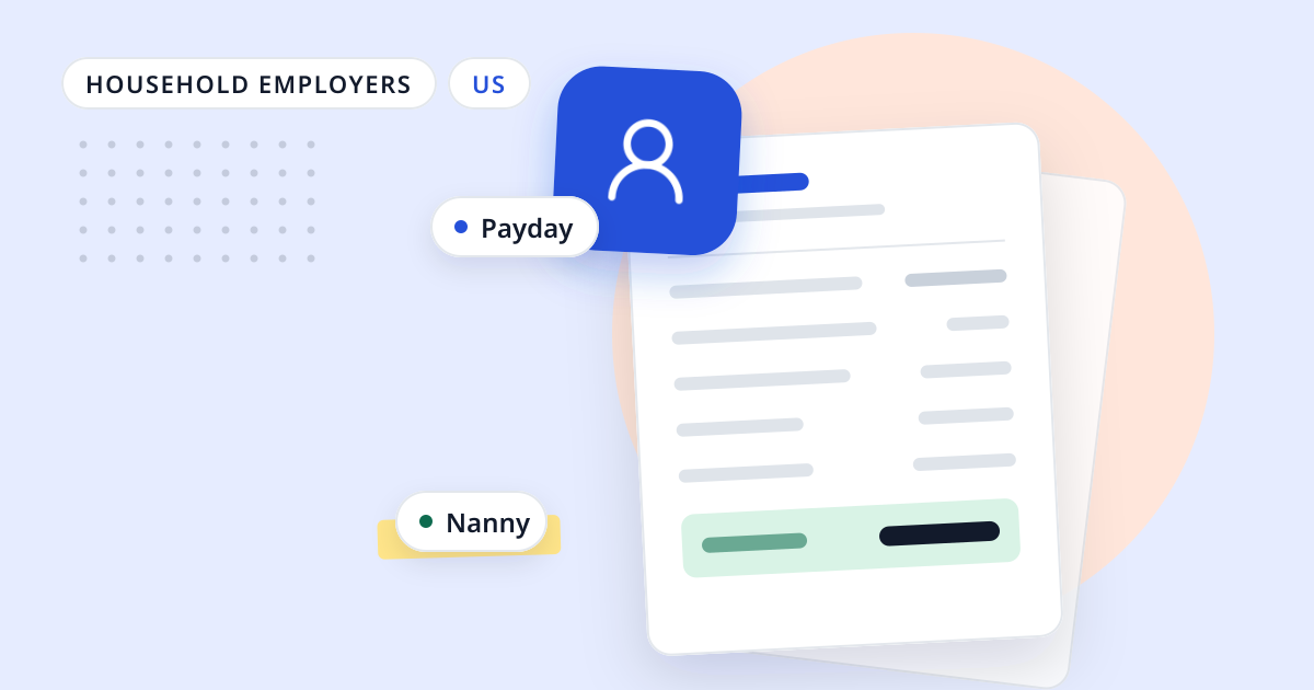 Illustration for “Household employer payroll in New York (2026)”: an abstract sheet of paper with a person symbol