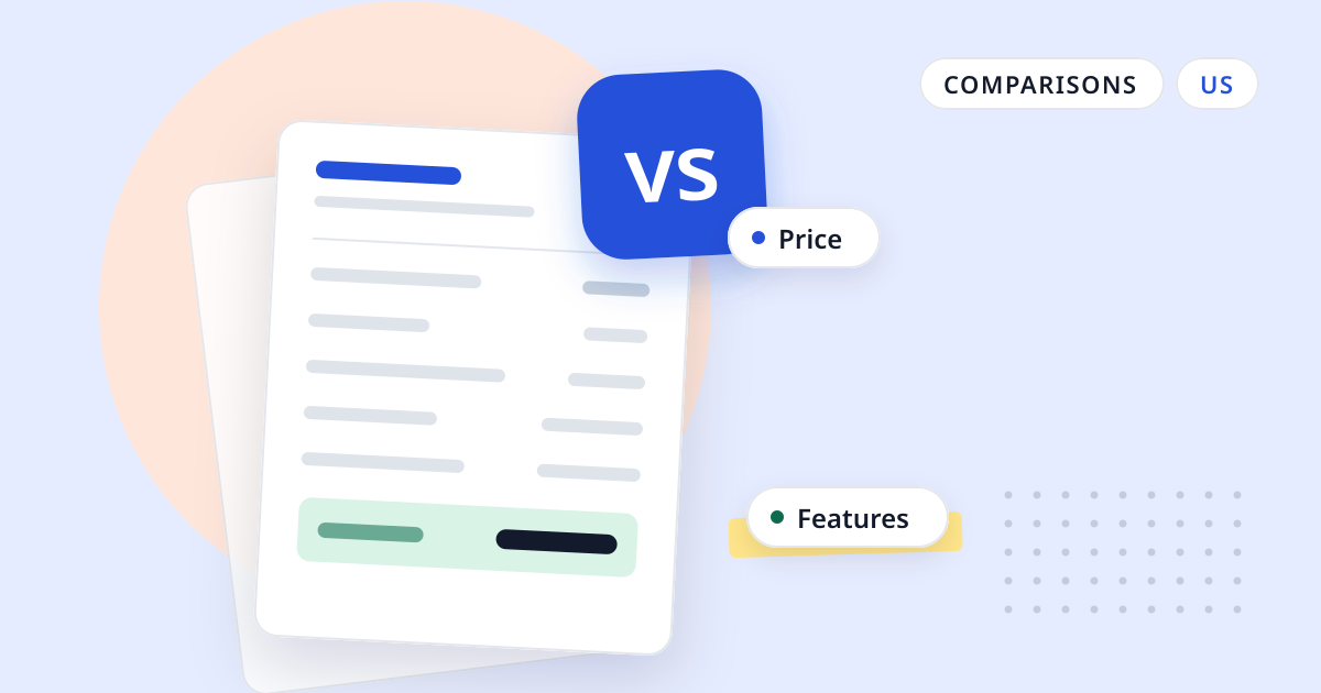 Illustration for “Payroll vs paycheck vs pay stub: what each word means”: an abstract sheet of paper with a “vs” badge